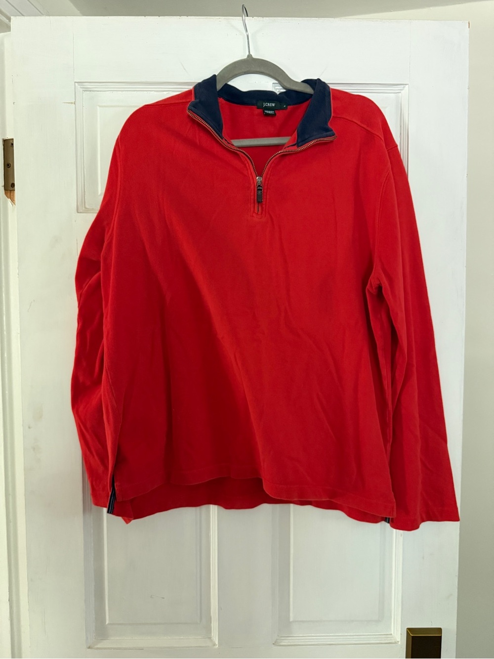 Men’s J.Crew Red Half-Zip Pullover with Navy Trim